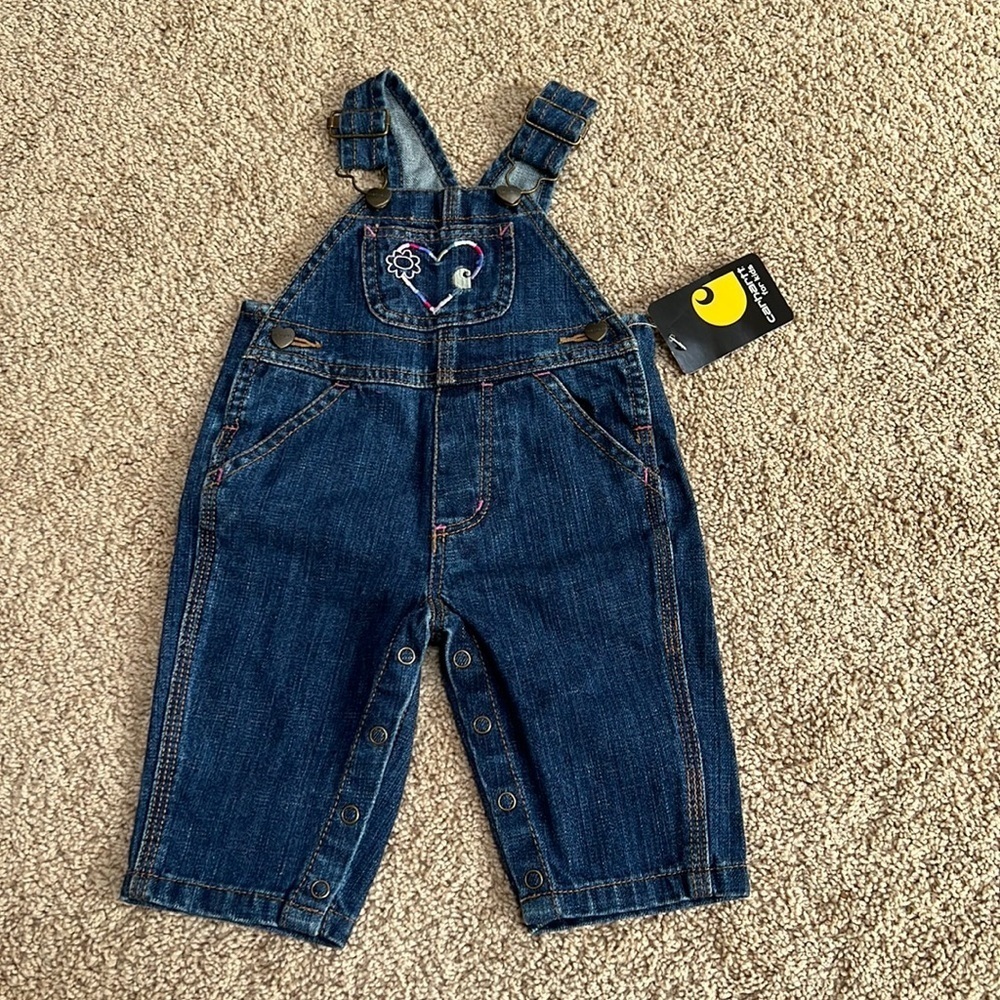 New! Carhartt for kids 3M bib denim overalls .